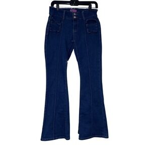 Edikted Retro High Rise Flare Jeans Womens Size M Dark Wash Cotton Blend